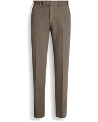Zegna - Dark Taupe Summer Chino Cotton And Linen Pants - Lyst