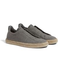 ZEGNA - Triple Stitch Espadrilles Aus Leinen Und Leder - Lyst