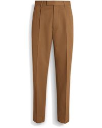 ZEGNA - Dark Foliage Cotton And Wool Pants - Lyst