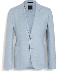 Zegna - Light Crossover Linen Wool And Silk Blend Shirt Jacket - Lyst