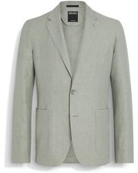 Zegna - Crossover Linen Wool And Silk Blend Shirt Jacket - Lyst