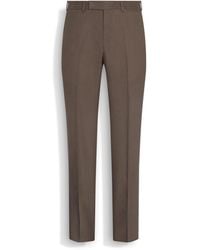 ZEGNA - Dark Taupe Oasi Lino Flower Pants - Lyst