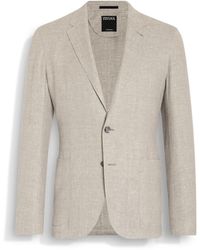 Zegna - Dark Crossover Linen Wool And Silk Blend Shirt Jacket - Lyst