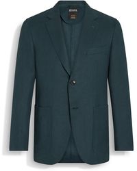 ZEGNA - Veste En Oasi Lino Flower Bleu Sarcelle Foncé - Lyst