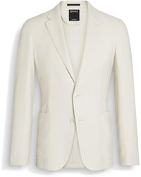 ZEGNA - Light Crossover Linen Wool And Silk Blend Jacket - Lyst