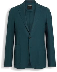 ZEGNA - Veste Chemise En Oasi Lino Bleu Sarcelle Foncé - Lyst
