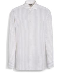 Zegna - Light And Striped Centoventimila Cotton And Linen Shirt - Lyst