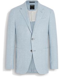 ZEGNA - Light Crossover Linen Wool And Silk Blend Jacket - Lyst