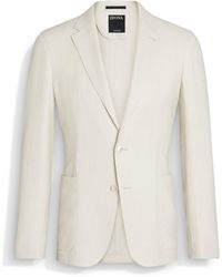 ZEGNA - Light Crossover Linen Wool And Silk Blend Jacket - Lyst