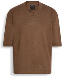 ZEGNA - Dark Taupe Oasi Lino T-Shirt - Lyst