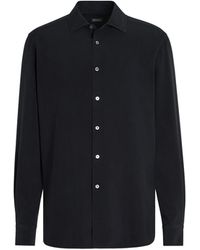 Zegna - Garment Dyed Pure Silk Long-Sleeve Shirt - Lyst