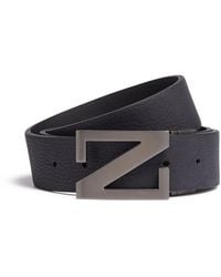 ZEGNA - Ceinture Réversible En Cuir Bleu Marine Et Noir - Lyst
