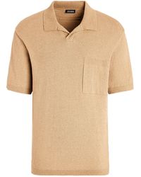 Zegna - Peach Color Cotton Blend Polo Shirt - Lyst
