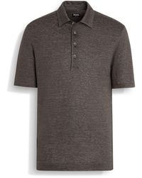 ZEGNA - Dark Taupe Oasi Lino Polo Shirt - Lyst