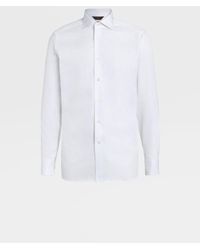 Zegna XXX Elegantes, kariertes regular fit hemd aus baumwolle in - Weiß