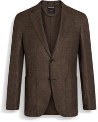 ZEGNA - And Dark Cashmere Silk And Linen Jacket - Lyst