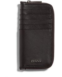 ZEGNA - Portefeuille En Secondskin Marron Foncé - Lyst