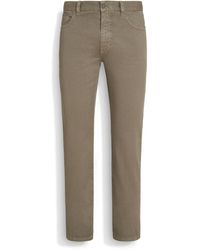 Zegna - Dark Taupe Stretch Linen And Cotton Roccia Jeans - Lyst