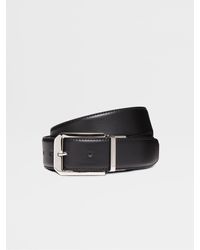 Zegna Black Smooth Leather And Brown Smooth Leather Reversible Belt - Multicolor