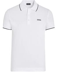 Zegna - Optical Stretch Cotton Polo Shirt - Lyst