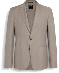ZEGNA - Light And Taupe Crossover Wool Silk And Linen Jacket - Lyst