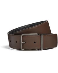 ZEGNA - Ceinture Réversible En Cuir Marron Foncé Et Noir - Lyst