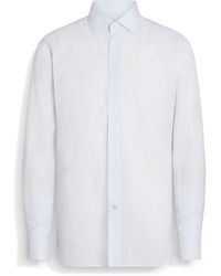 ZEGNA - Light And Striped Centoventimila Cotton And Linen Shirt - Lyst