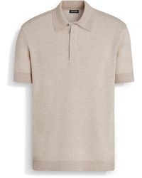 Zegna - Light Cotton Linen And Silk Polo Shirt - Lyst