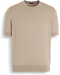 ZEGNA - Light Taupe Premium Cotton T-Shirt - Lyst