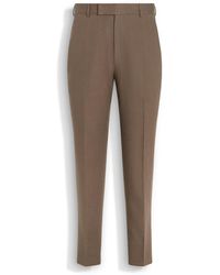 ZEGNA - Dark Taupe Oasi Lino Pants - Lyst