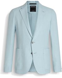 ZEGNA - Light Crossover Linen Wool And Silk Blend Shirt Jacket - Lyst