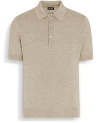 Zegna - Light Mélange Silk Cashmere And Linen Polo Shirt - Lyst