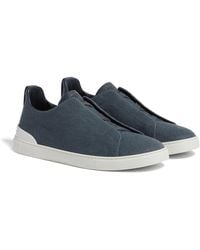 ZEGNA - Triple Stitch Sneaker Aus Baumwolle, Leinen Und Leder - Lyst