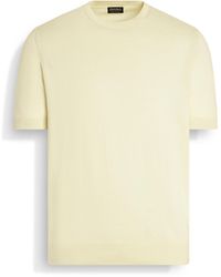 ZEGNA - T-Shirt En Premium Cotton Jaune Clair - Lyst