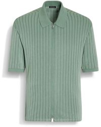 Zegna - Sage And Light Cotton And Silk Polo Shirt - Lyst