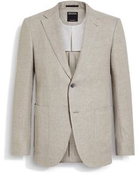 Zegna - Crossover Linen Wool And Silk Blend Jacket - Lyst