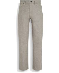 ZEGNA - Light Taupe Wool And Cashmere Roccia Pants - Lyst