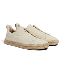 ZEGNA - Off Linen And Leather Triple Stitch Espadrilles - Lyst