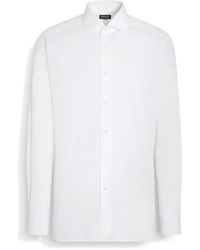 Zegna - Dust And Micro-Striped Centoventimila Cotton Shirt - Lyst
