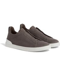 ZEGNA - Triple Stitch Sneaker Aus Baumwolle, Leinen Und Leder - Lyst