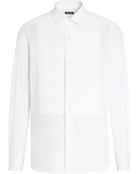 Zegna - Optical Cotton Tuxedo Shirt - Lyst