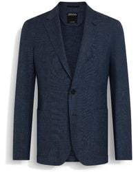 ZEGNA - And Dark Crossover Wool Silk And Linen Jacket - Lyst