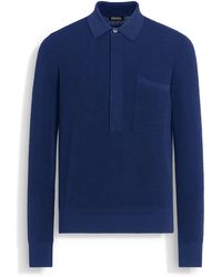 Zegna - Utility Mélange Cotton And Silk Polo Shirt - Lyst