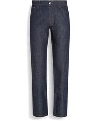 Zegna - Dark Rinse-Washed Cotton And Linen Roccia Jeans - Lyst