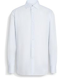 ZEGNA - And Light Macro-Striped Centoventimila Cotton And Linen Shirt - Lyst