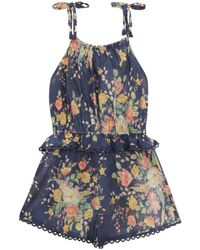 Zimmermann Zinnia Tie Playsuit - Blue
