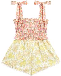 Zimmermann Goldie Shirred Tie Playsuit - Multicolor