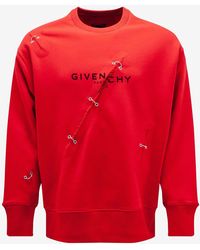 Givenchy Red Rip Detail Oversized Sweatshirt