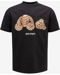 Palm Angels Black Leopard Bear Print T-shirt