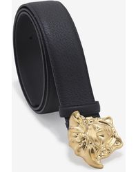 Versace Black Grain Leather Medusa Buckle Belt